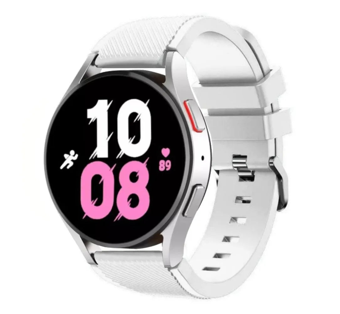 Twill Silicone Strap, white, on a watch, 3/4 front view