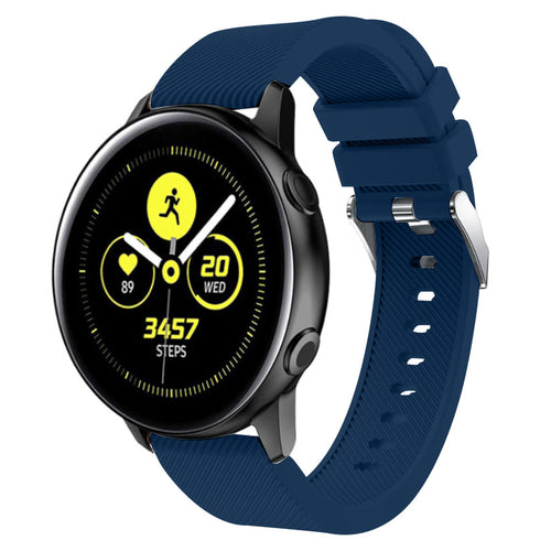 Twill Silicone Strap, dark blue, on a watch, 3/4 front view
