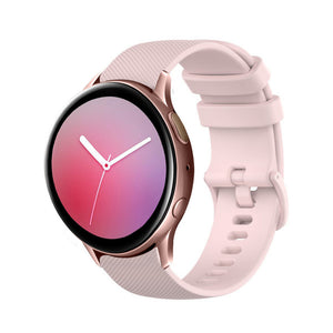 Premium Silicone Strap, pink, on a watch, 3/4 front view