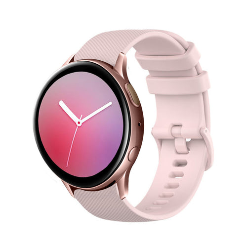 Premium Silicone Strap, pink, on a watch, 3/4 front view