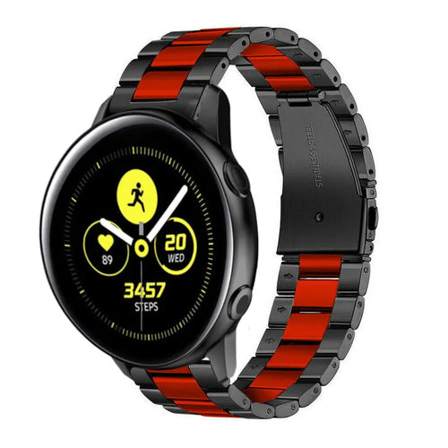 Steel Strap, black/red, on a watch, 3/4 front view
