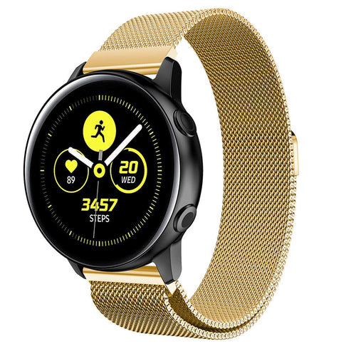 Milanese Strap, gold, on a watch, 3/4 front view
