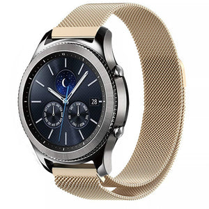 Milanese Strap, champagne, on a watch, 3/4 front view