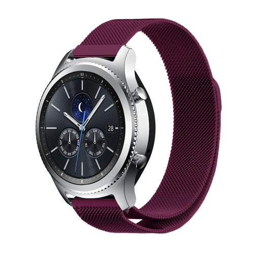 Milanese Strap, purple, on a watch, 3/4 front view