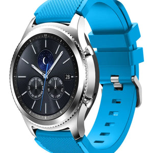 Twill Silicone Strap, light blue, on a watch, 3/4 front view