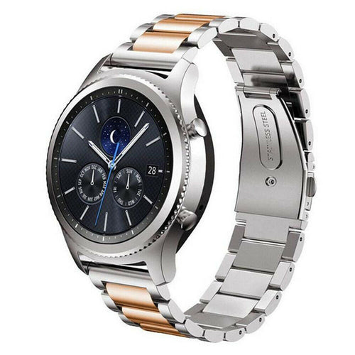 Steel Strap, silver/rose gold, on a watch, 3/4 front view