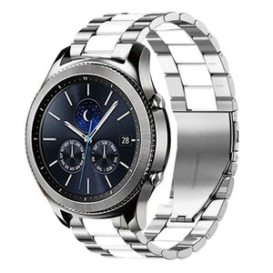 Steel Strap, silver/white, on a watch, 3/4 front view