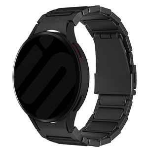 Titanium Strap 'One Push', black, on a watch, 3/4 front view