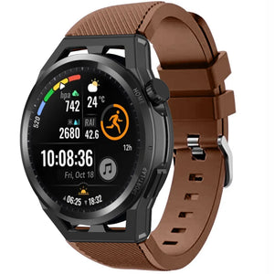 Twill Silicone Strap, brown, on a watch, 3/4 front view