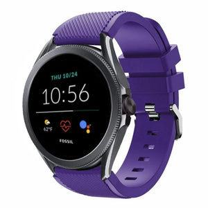 Twill Silicone Strap, purple, on a watch, 3/4 front view
