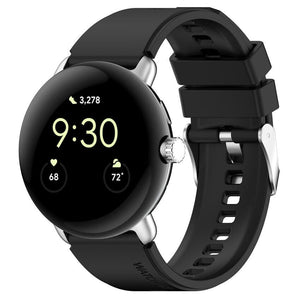 Silicone Strap, black, on a watch, 3/4 front view