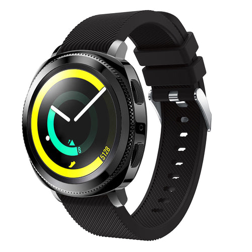 Twill Silicone Strap, black, on a watch, 3/4 front view