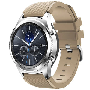 Twill Silicone Strap, beige, on a watch, 3/4 front view