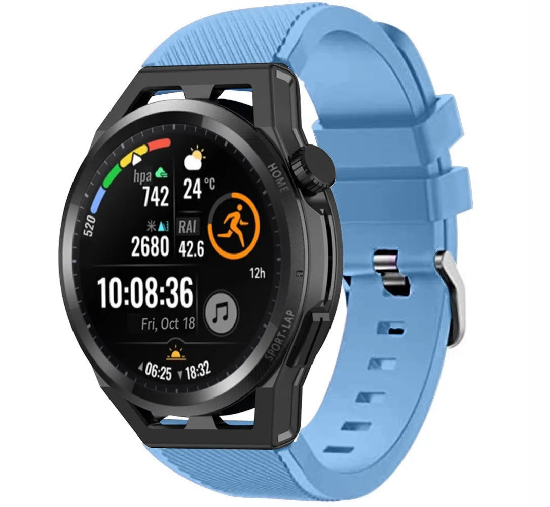 Twill Silicone Strap, on a watch, 3/4 front view