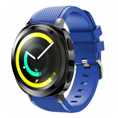 Twill Silicone Strap, blue, on a watch, 3/4 front view