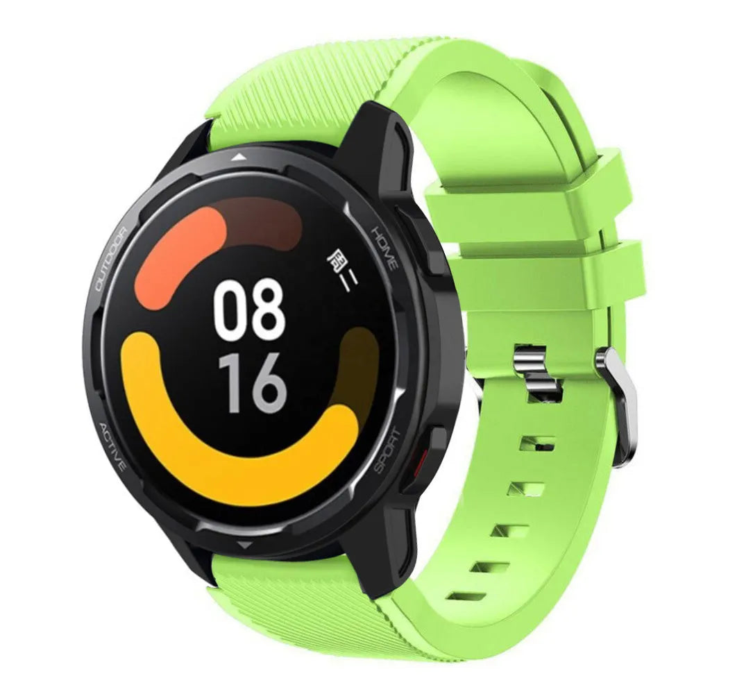 Twill Silicone Strap, light green, on a watch, 3/4 front view