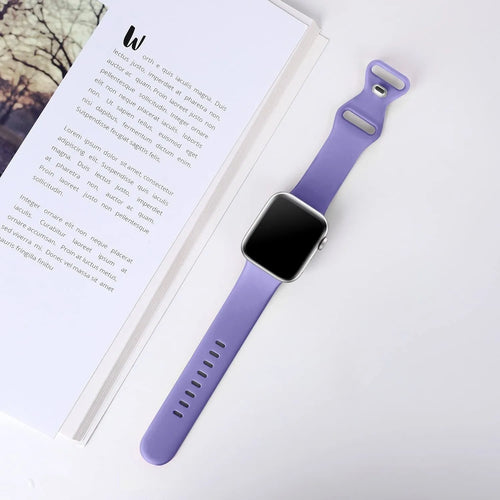 Silicone Strap 'Classic', purple, on a watch, 3/4 front view