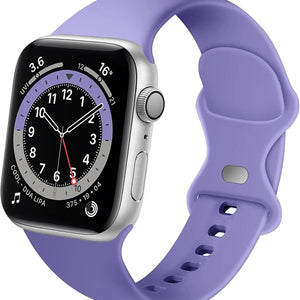 Silicone Strap 'Classic', purple, on a watch, 3/4 front view