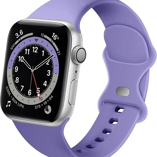 Silicone Strap 'Classic', purple, on a watch, 3/4 front view