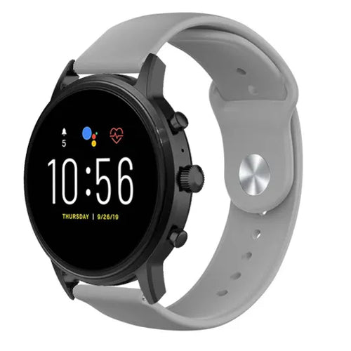 Silicone Sport Strap, grey, on a watch, 3/4 front view