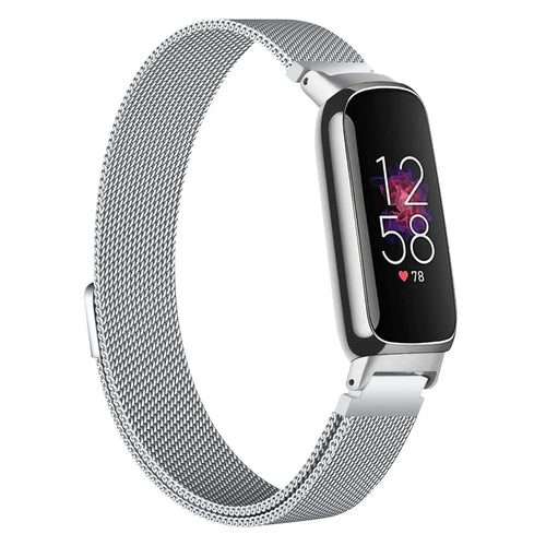 Milanese Strap, silver, on a watch, 3/4 front view
