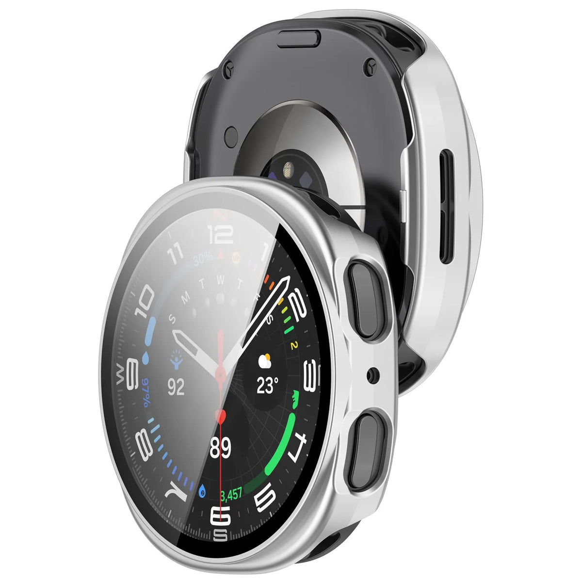 Funda con vidrio Samsung Galaxy Watch 8 - 40mm / 9 - 40mm (plateado)