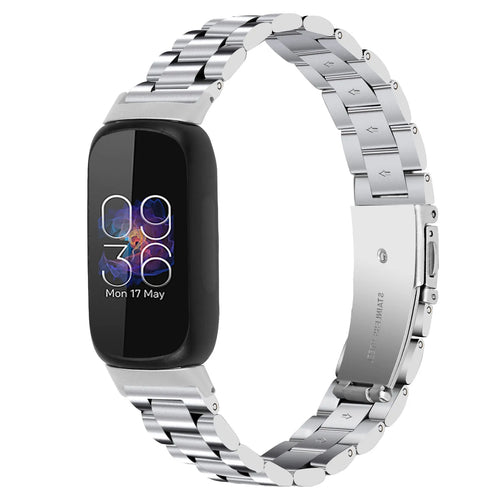 Steel Strap, silver, on a watch, 3/4 front view