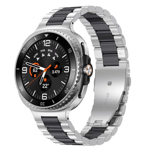Correa acero Samsung Galaxy Watch 9 - 44mm (plata/negro)