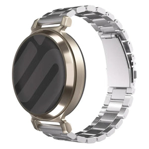 Steel Strap, silver, on a watch, 3/4 front view