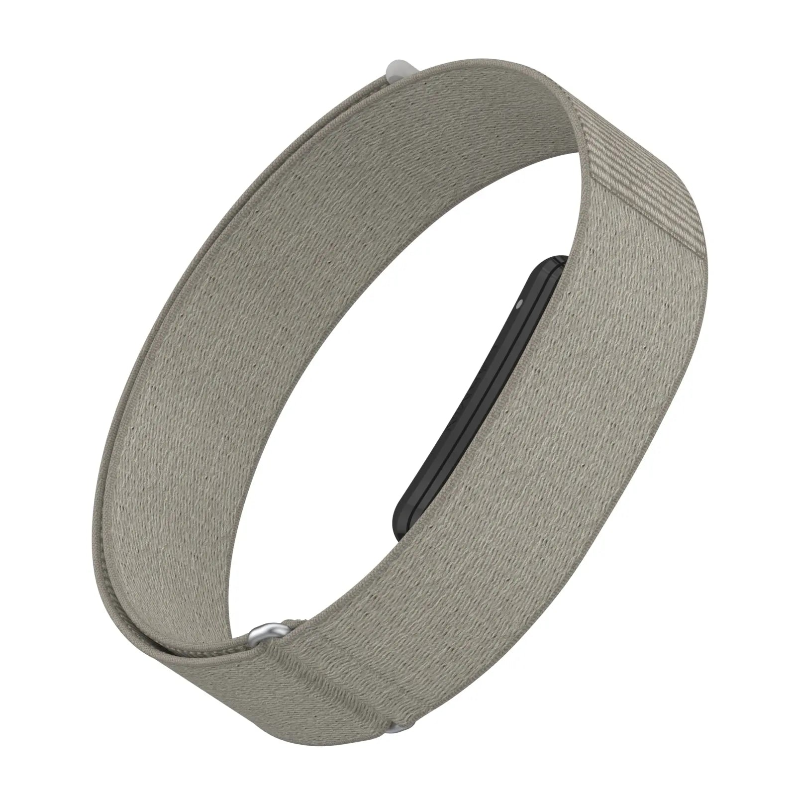 Biceps Nylon Bracelet, beige-grey, on a watch, 3/4 front view
