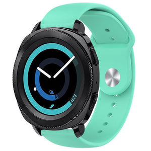 Silicone Sport Strap, aqua, on a watch, 3/4 front view