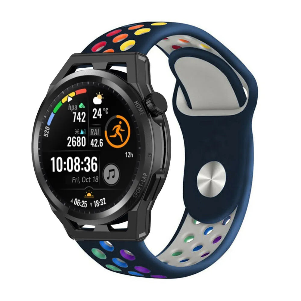 Silicone Sport Strap, on a watch, 3/4 front view