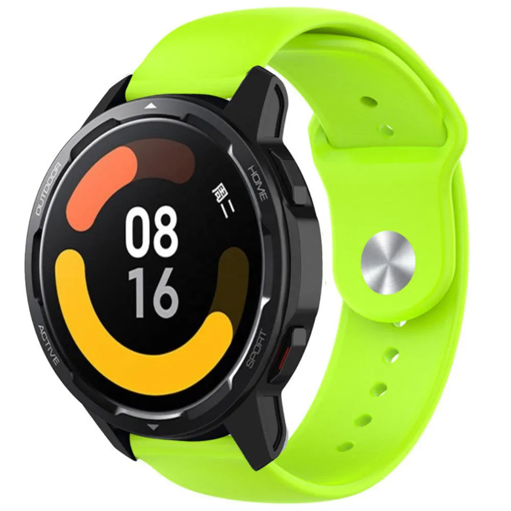 Silicone Sport Strap, light green, on a watch, 3/4 front view