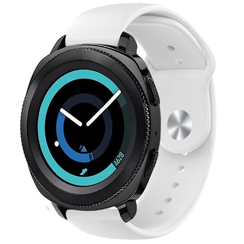 Silicone Sport Strap, white, on a watch, 3/4 front view