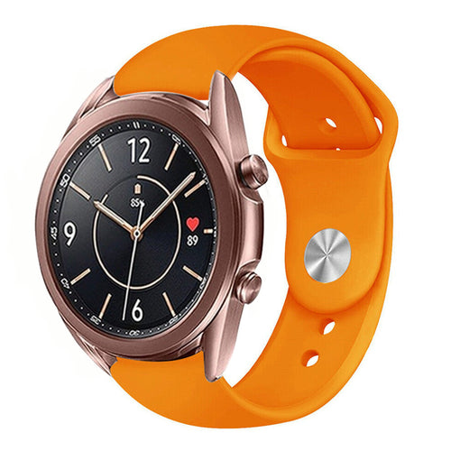 Silicone Sport Strap, orange, on a watch, 3/4 front view