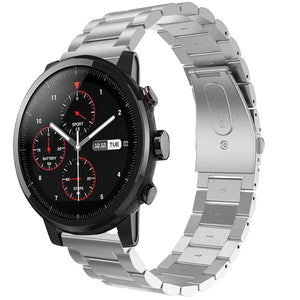 Steel Strap, silver, on a watch, 3/4 front view