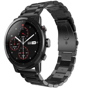 Steel Strap, black, on a watch, 3/4 front view