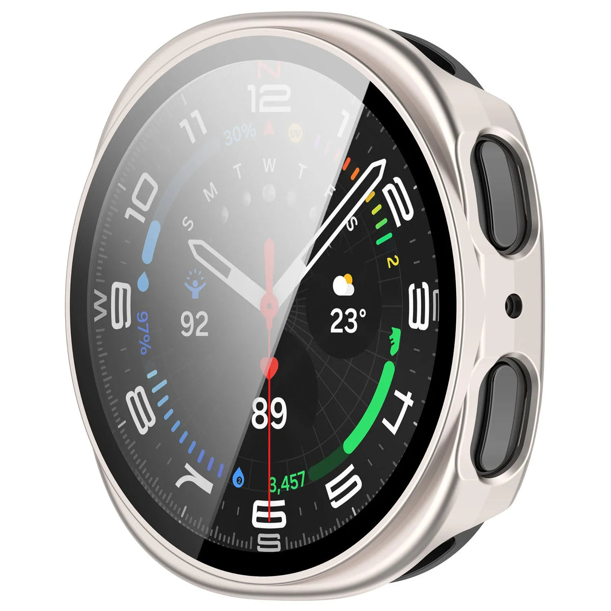 Funda con vidrio Samsung Galaxy Watch 8 - 40mm / 9 - 40mm (blanco estrella)