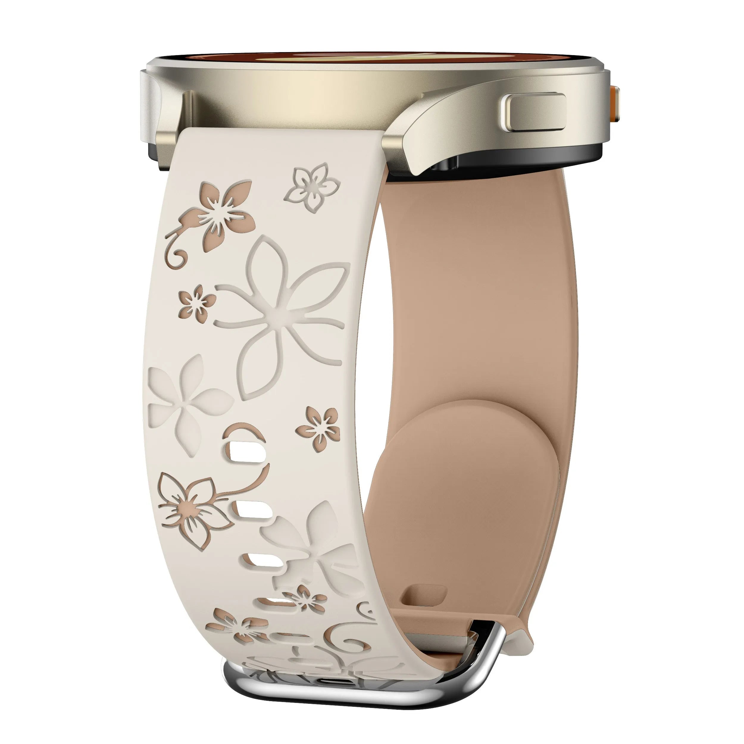 Correa silicona con flores Fossil Gen 6 - 42mm (blanco estrella/beige)