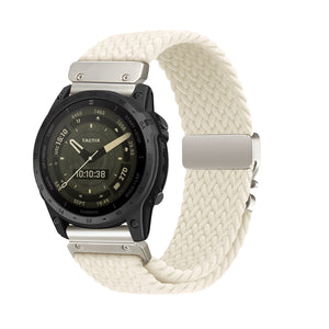 Nylon Braided Strap P-Buckle, starlight, on a watch, 3/4 front view