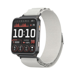Alpine Nylon Strap, starlight, on a watch, 3/4 front view