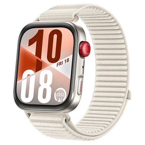 Wave Nylon Strap, starlight, on a watch, 3/4 front view