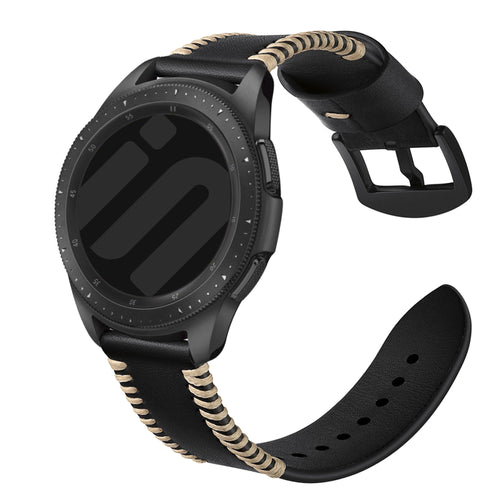 Correa de cuero cosida Huawei Watch GT 2 42mm (negra)