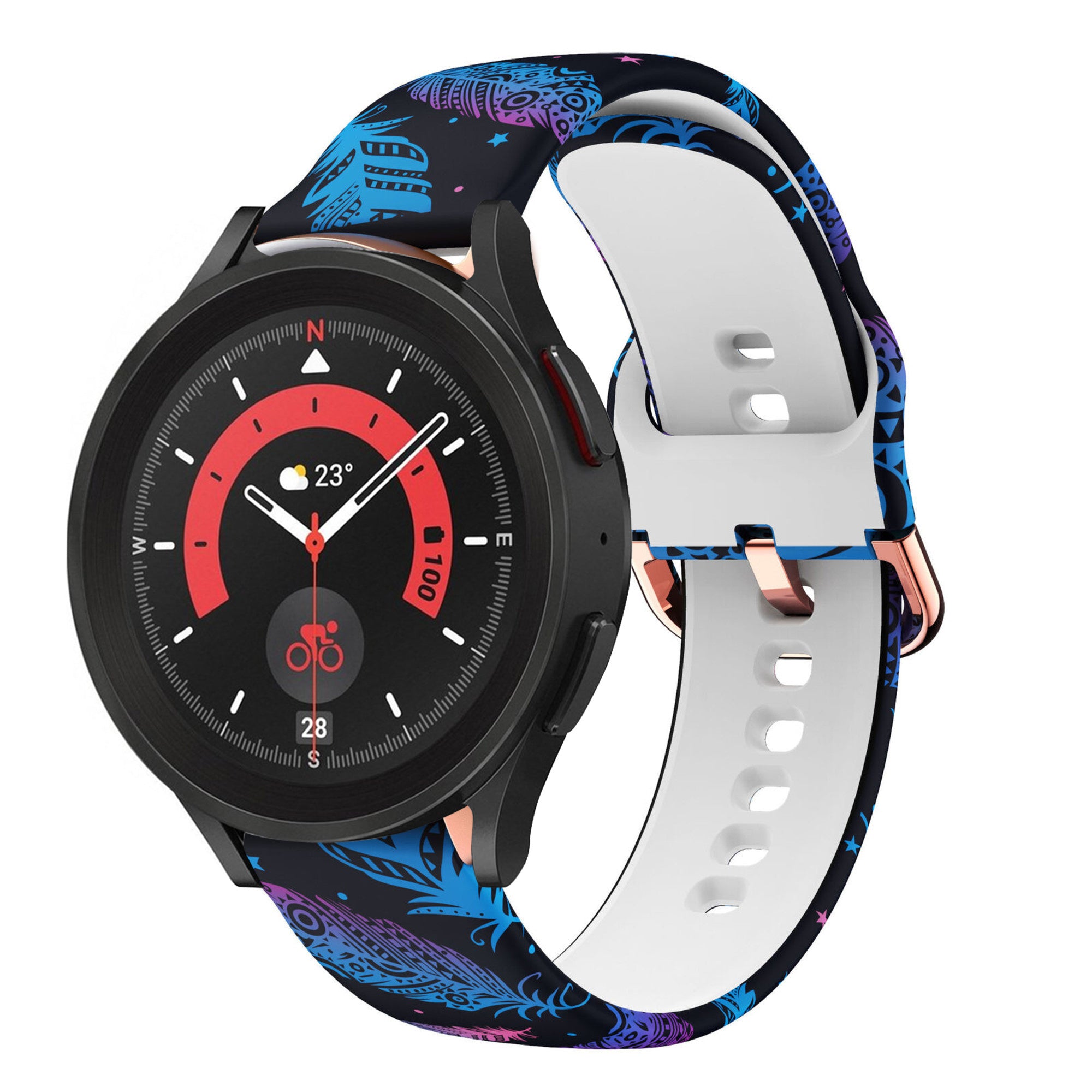 Print Silicone Strap, on a watch, 3/4 front view