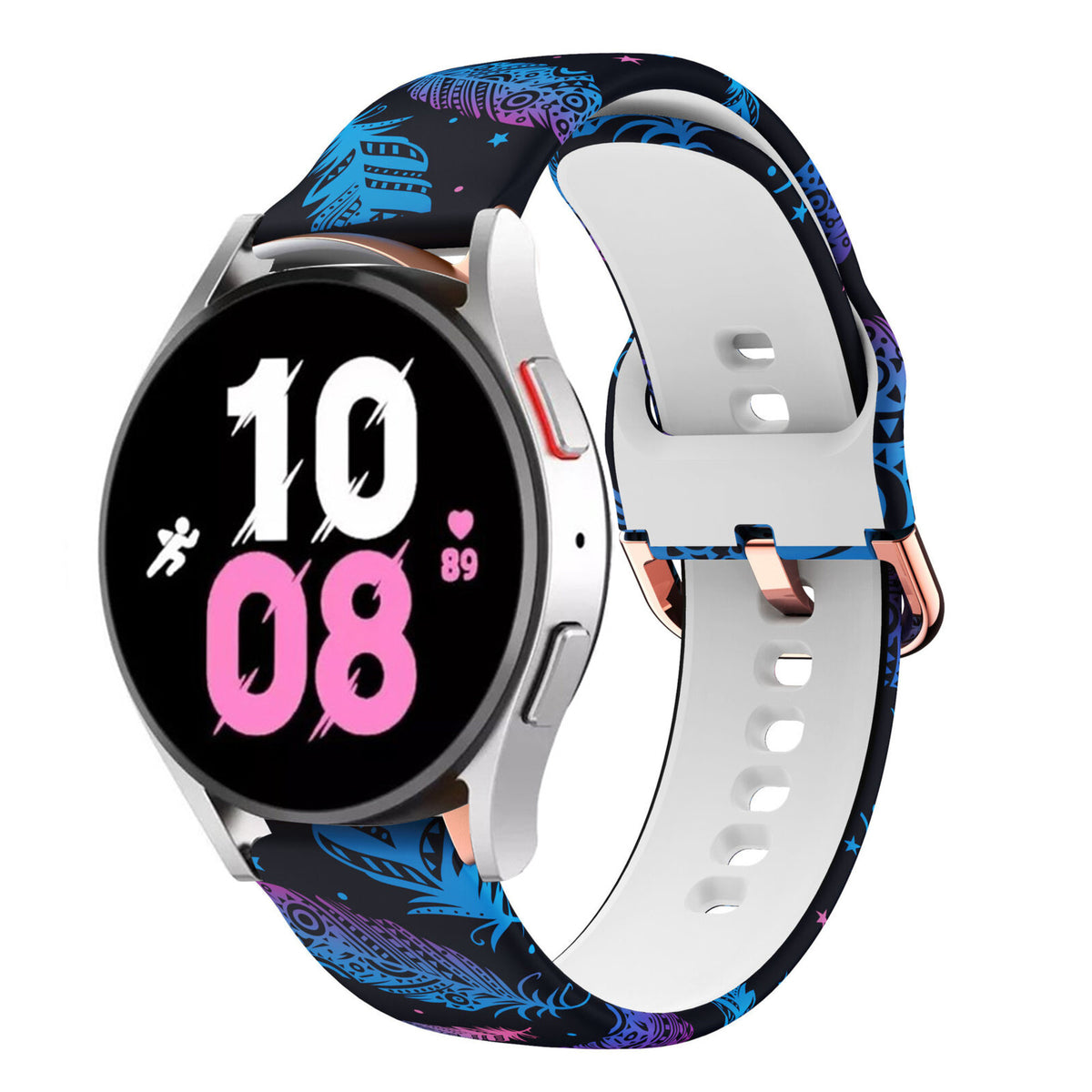 Print Silicone Strap, on a watch, 3/4 front view