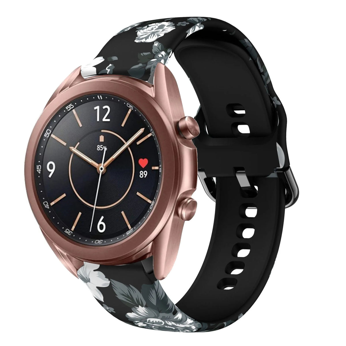 Print Silicone Strap, on a watch, 3/4 front view