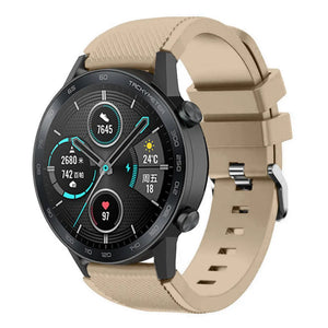 Twill Silicone Strap, beige, on a watch, 3/4 front view