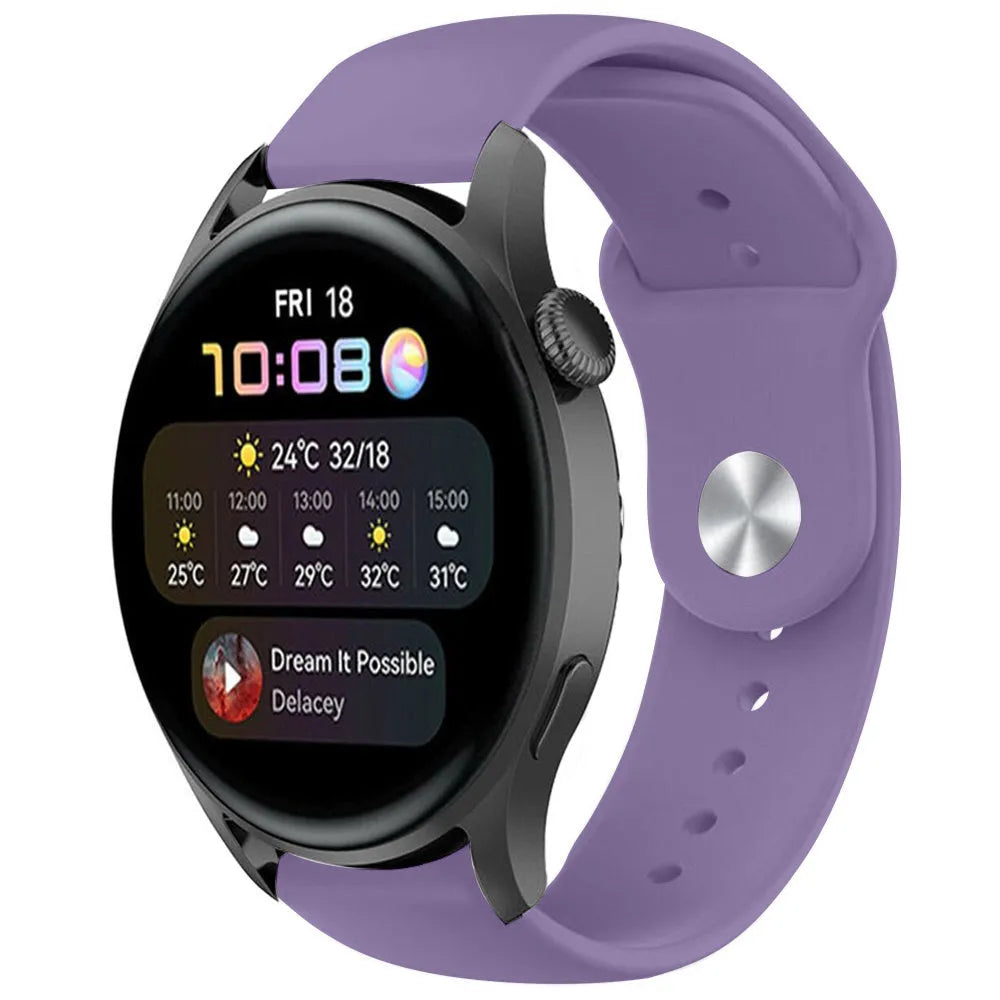 Silicone Sport Strap, on a watch, 3/4 front view