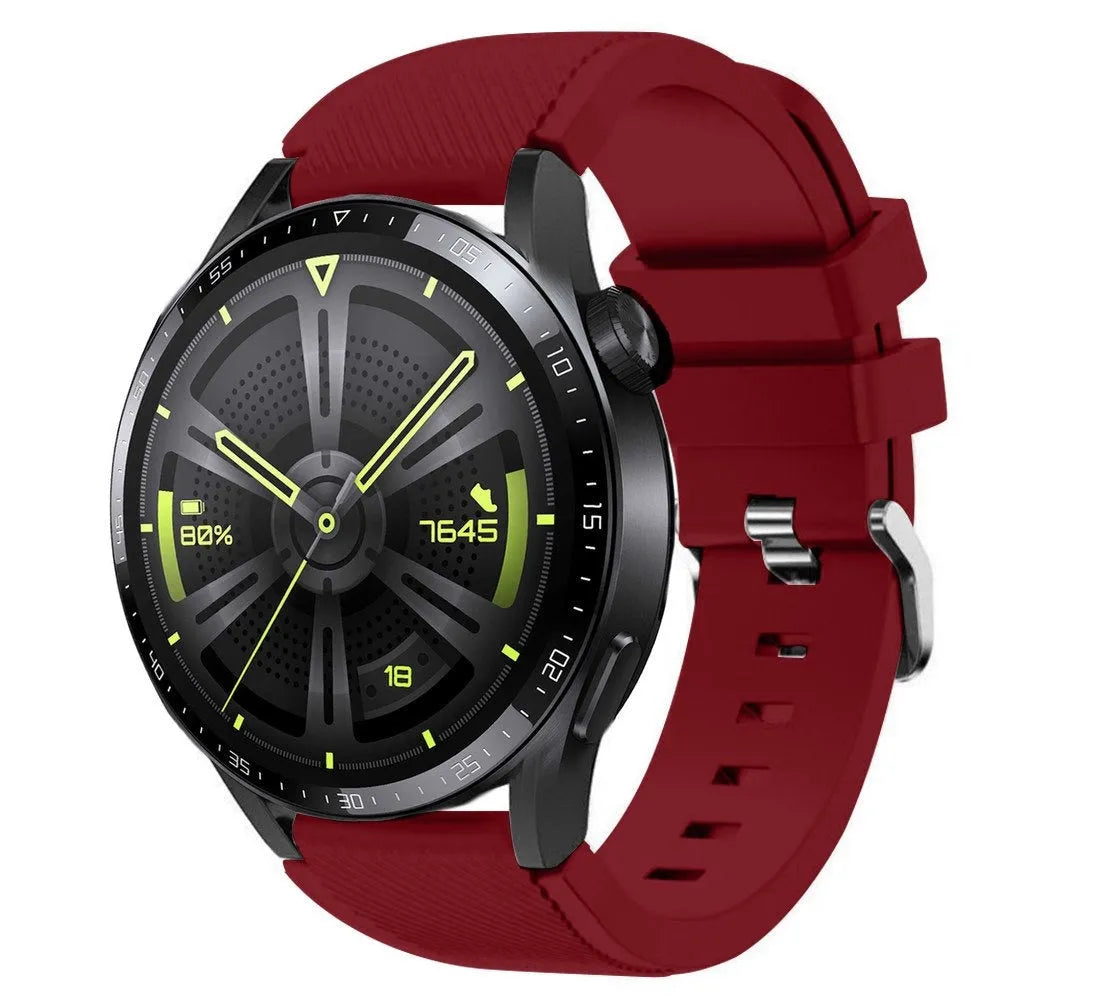 Twill Silicone Strap, on a watch, 3/4 front view