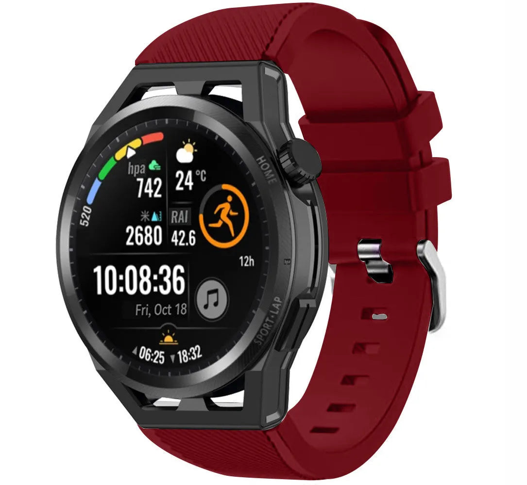 Twill Silicone Strap, on a watch, 3/4 front view